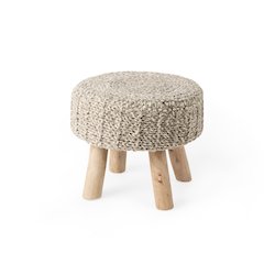 Bina 19.0L x 19.0W x 15.0H Taupe 4 Legged Wool Stool