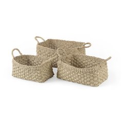 17.3L x 11.8W x 7.9H (Set of 3) Light Brown Seagrass Rectangular Basket