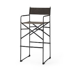 Direttore 19.3L x 19.3W x 44.1H Brown/Gray Suede W/ Metal Frame Bar Stool
