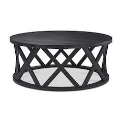 Forsey  28.0L x 45.3W x 18.0H Black Solid Wood Round Coffee Table