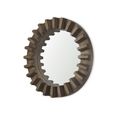Sprocket 26" Round Brown Wood Frame Mirror