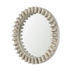 Sprocket Mirror 35" Round Natural Brown Wood Frame Mirror