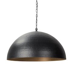 Karina 36" Round Matte Black Hammered Metal Dome Pendant Light