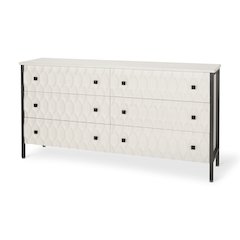 Savannah White Fir Veneer w/ Gray Metal 6-Drawer Sideboard