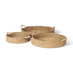 Ulana Set of 3 Round Nesting Seagrass Trays w/ Loop Handles