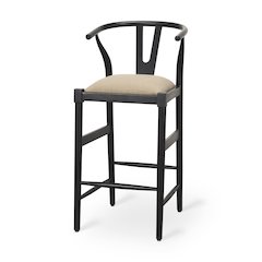 Trixie Black Wood Frame w/ Gray Upholstered Seat Bar Stool