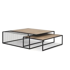 Miles Black Metal w/ Light Wood Nesting Coffee Table