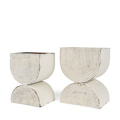 Medina Off White w/ Gold Antiquing Tall Metal Planters (Set of 2)