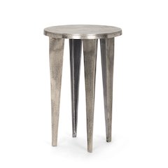 Maggie Textured Silver Nickel Cast Aluminum Metal Accent Table