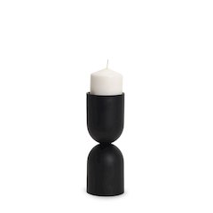 Qamra Short Black Metal Pillar Candle Holder