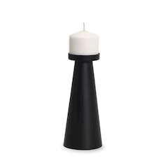 Quadir Tall Matte Black Metal Candle Holder