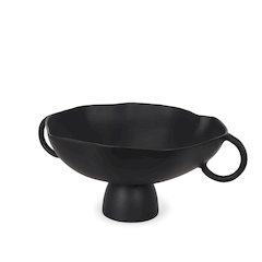 Radka Large Matte Black Metal Decorative Bowl