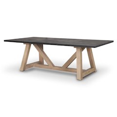 Rialto Rectangular Two-Tone Black and Brown Solid Wood Dining Table