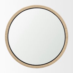 Vasie Black Wood Jute Round Mirror