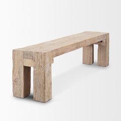 Whitewash Reclaimed Wood Bench