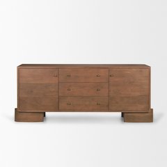 Jonan Medium Brown Wood Dark Aged Brass 2 Door 3 Drawer Sideboard