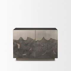 Acid Washed Iron Metal Accent Cabinet