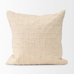 Jacory Cream Checker Textured Decorative Square Pillow Cover