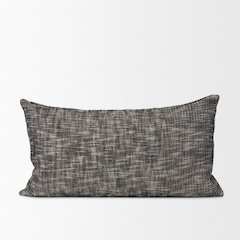 Cream And Black Cotton Decorative Lumbar Pillow Cover