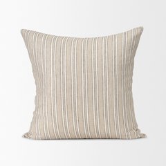 Beige And Black Striped Cotton-Linen Decorative Square Pillow Cover