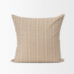Beige And Gray Plaid Cotton-Linen Decorative Square Pillow Cover