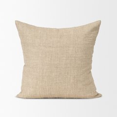 Beige Checker Textured Cotton-Linen Decorative Square Pillow Cover
