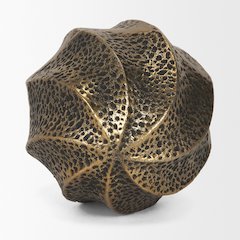 Imani Large Sculptural Textured Antiqued Gold Metal Decorative Orb Object