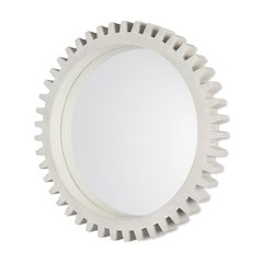 Sundance Cog 35.5" Round Whitewashed Wood Frame Mirror