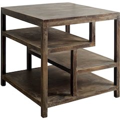 Wright 22" x 21.9" Square Top Medium Brown Wooden Multi-Shelf End/Side Table