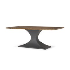 Maxton 79x39 Rectangular Brown Solid Wood Top Dark Gunmetal Base Dining Table