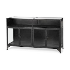 63" L Black Metal Glass Door Display Cabinet