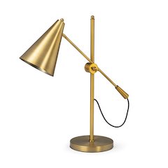Fragon (26"H) Gold-Tone Metal Adjustable Cone Shade Table Lamp