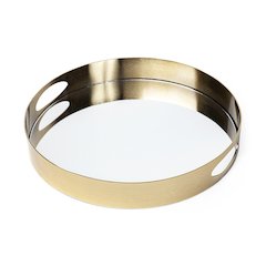 Serkis 15L x 15W Gold Metal Mirrored Base Round Tray