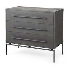 34L X 18W Brown Wood And Iron 3 Drawer Accent Cabinet