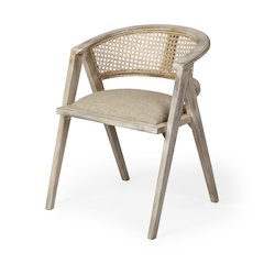 Blonde Wooden Frame 100% Polyester Seat Dining Chair