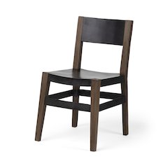 Black Iron Seat Solid Brown Wooden Base Dining Chair
