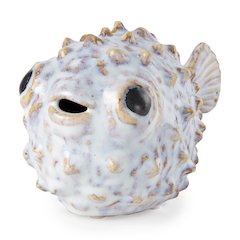 Spike (Small) 8L x 4W Off-White Ceramic Puffer Fish