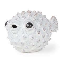Spike (Large) 10L x 6W Off-White Ceramic Puffer Fish