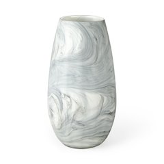 Volta Tall White Gray Abstract Pattern Glass Vase