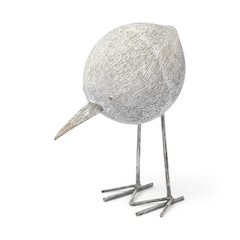 Snipe 6L x 6W Off-White Resin Bird Ornament Metal Feet