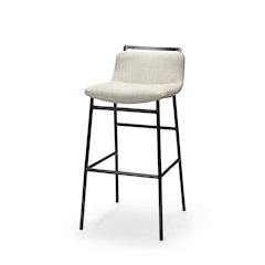 33.5" Total Height Beige Upholstered Seat Gray Metal Frame Counter Stool