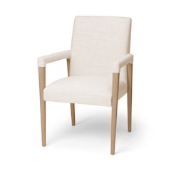 Cream Fabric Wrap Brown Wood Frame Dining Chair
