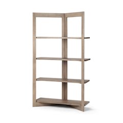 Light Brown Wood Four Shelf Shelving Unit