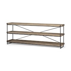 80L X 16W Brown Wood And Black Iron Console Table