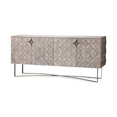 Excelsior (72x18.3) Solid Wood Gold Metal Base 4 Cabinet Door SideBoard