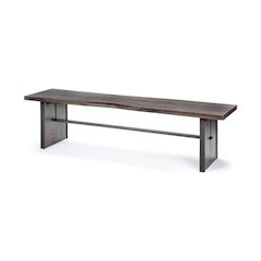 70L X 17W Brown Live-Edge Wooden Dining Bench