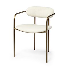 Cream Fabric Seat Gold Metal Frame Dining Chair