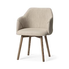Cream Fabric Wrap Brown Wooden Base Dining Chair
