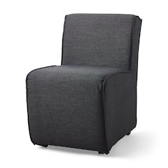 Fully Upholstered Grey Fabric Dining Chair On Casters