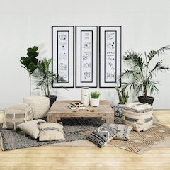 Leroy Square Cream Wool Pouf Popcorn Detail